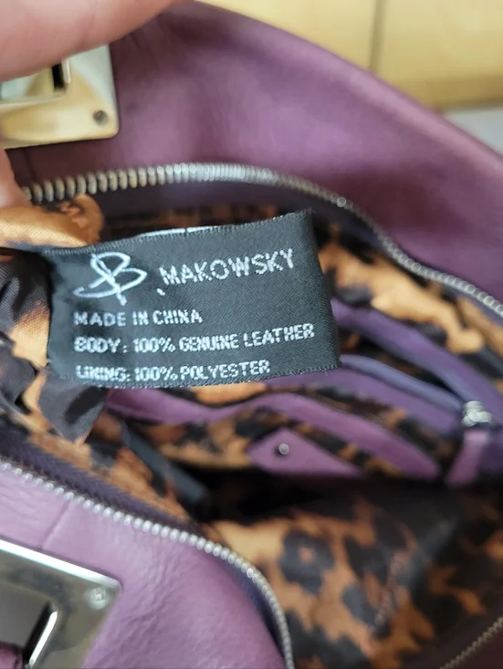 B. Makowsky Purple Naked Leather Shoulder Bag - Picture 9 of 15